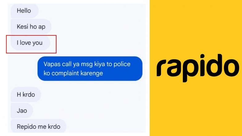 Rapido Rider Sends &lsquo;I Love You&rsquo; to Noida Woman, Dares Her to File Complaint After She Objects