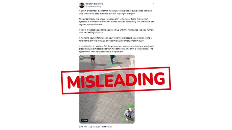 Does Simon Weckert's 'Digital Camouflage' Shirt Make You Invisible to AI Surveillance Cameras? Fact Check Calls Claim Misleading