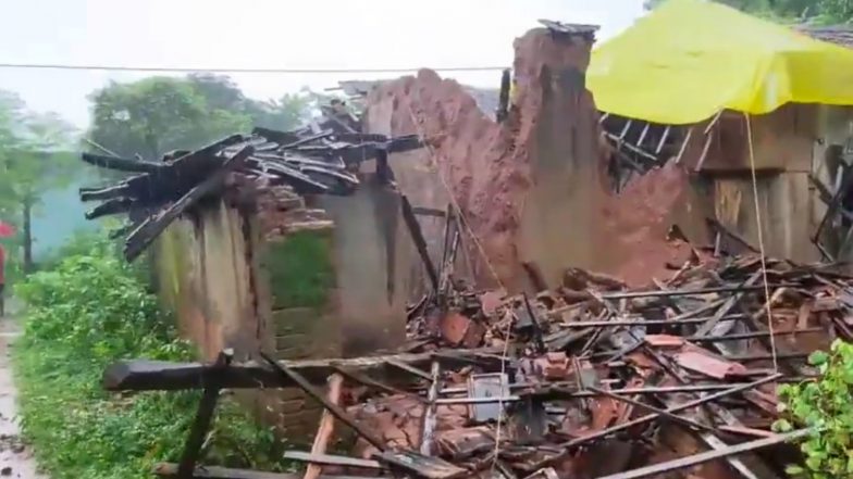 India News | Heavy Rainfall Leads to Destruction in Mayurbhanj; Houses Collapse, Red Alert Issued