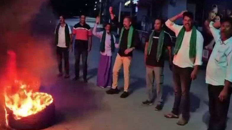 India News | BJP Raitha Morcha Calls Davanagere Bandh over Water Release, Gutka Ban: Renukacharya Leads Protest; Tyres Torched