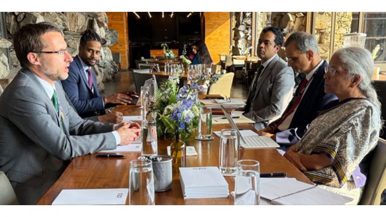 Business News | FM Sitharaman Meets FATF President Giles Thompson on Sidelines of G20 Meet in US