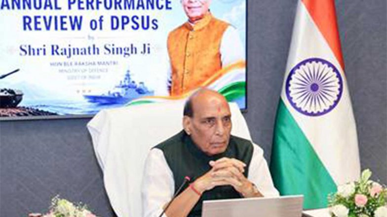 India News | Rajnath Singh Conducts Annual Performance Review of 16 DPSUs; Lauds Their Noteworthy Contribution in Record Defence Production