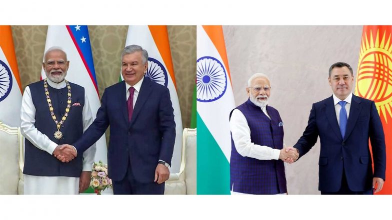 World News | PM Modi Gifts Traditional Indian Crafts, Literature and Historic Mementoes to Uzbek and Kyrgyz Leaders