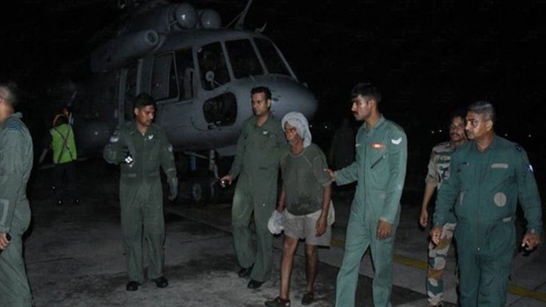 India News | Indian Air Force Rescues Elderly Person Stranded from Fast-flowing River in Himachal's Sirmaur