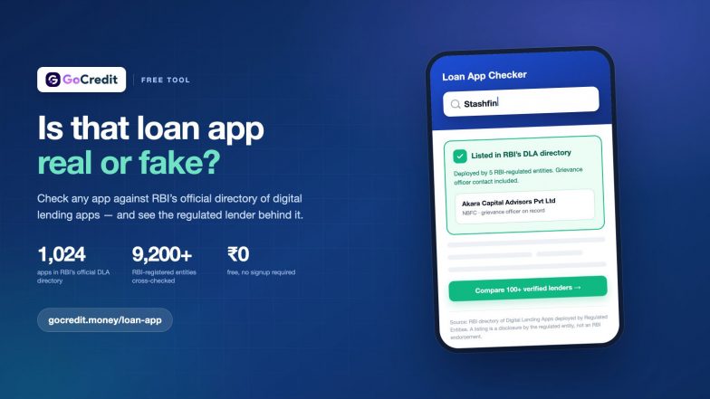 Business News | GoCredit Launches Free Loan App Checker to Verify If a Lending App Is Real, Fake or RBI Registered