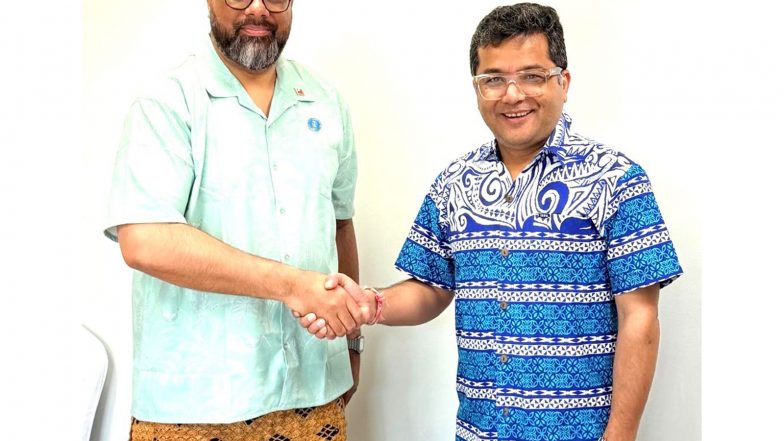World News | Koror: MoS Margherita Meets Tonga PM Fakafanua on Sidelines of 55th Pacific Islands Forum (PIF) Leaders' Meeting