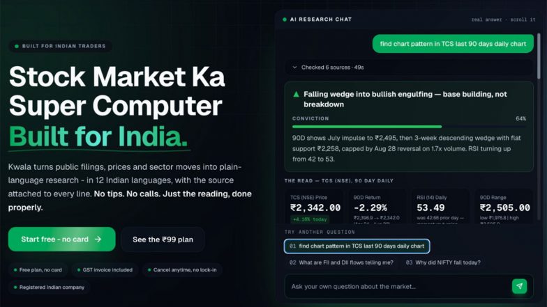 Business News | India Just Got Its First AI-Powered Intelligence Platform for Retail Stock Traders - and It Costs Less Than a Cup of Tea