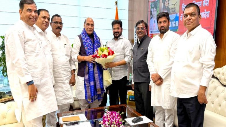 India News | Telangana CM Revanth Reddy Invites Rajnath Singh to Inaugurate Raksha Expo at Invest Telangana Summit