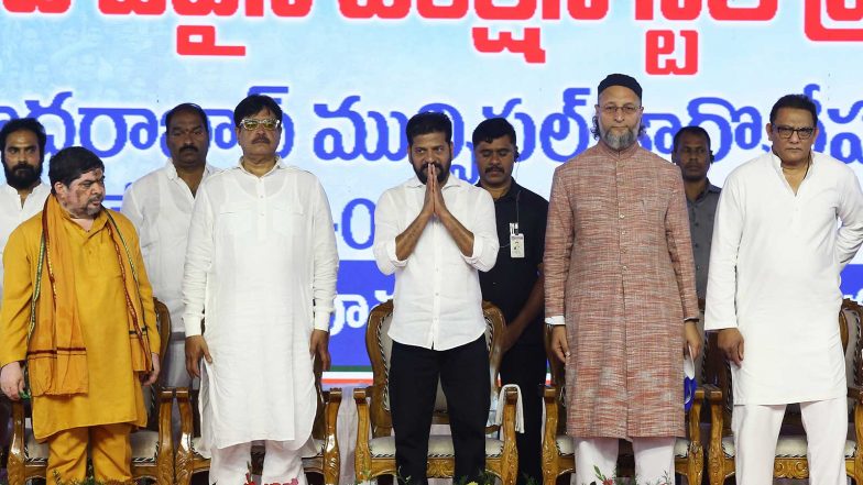 India News | Telangana CM Revanth Reddy Inaugurates Steel Flyover; Accuses BRS, BJP for Creating Hurdles to Musi Project