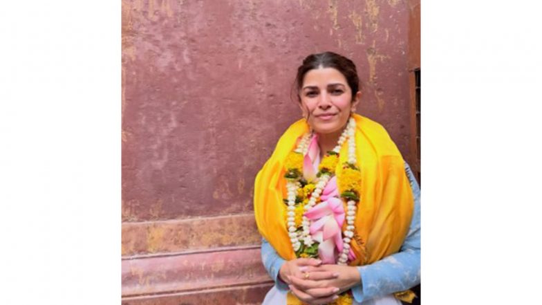 Entertainment News | Krishna Janmashtami: Nimrat Kaur Seeks Divine Blessings During a Sacred Visit to Vrindavan