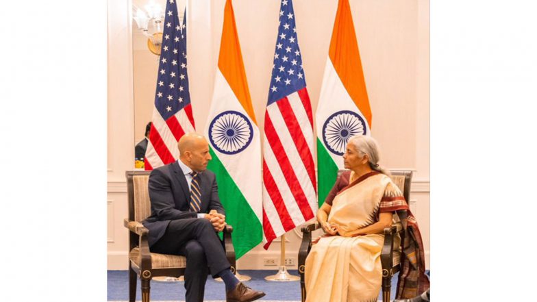 Business News | Sitharaman Pitches India’s Digital Infrastructure, Financial Services, GIFT City Investment Opportunities in New York Meetings