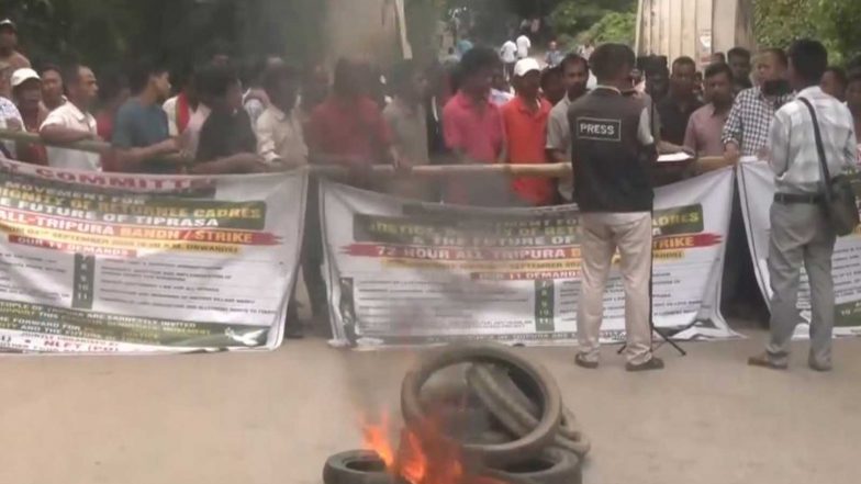 India News | Tripura: Returnee Groups Block NH-8 During 72-hour Statewide Bandh over Implementation of Tripartite Peace Accord