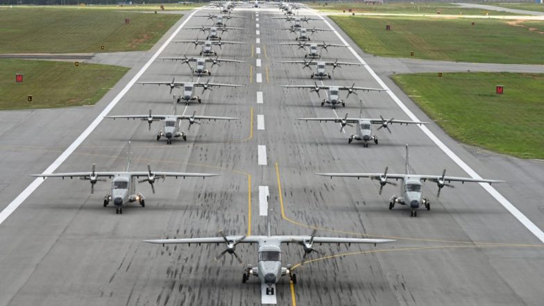 India News | IAF Showcases Operational Readiness with Elephant Walk of Dornier-228 Aircraft at Yelahanka