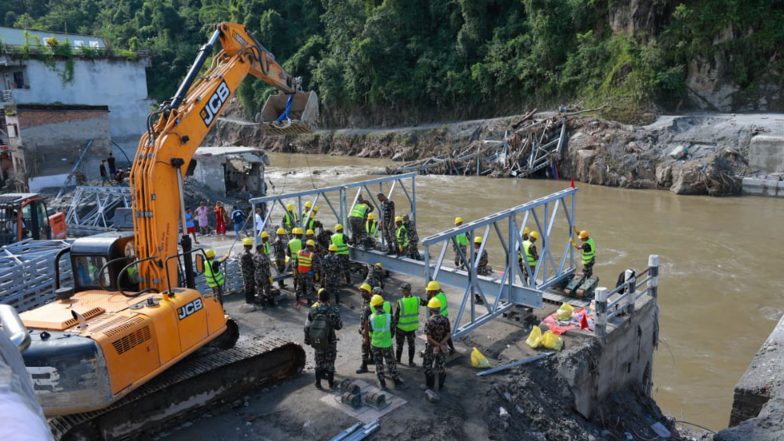 World News | Nepal Floods: Army Builds Rope Bridge, Deploys 20 Helicopters as Rescue Operations Intensify