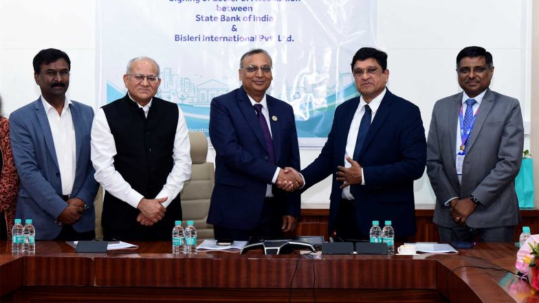 Business News | Bisleri International Partners with State Bank of India to Drive Responsible Plastic Waste Management Under Its 'Bottles for Change' Initiative