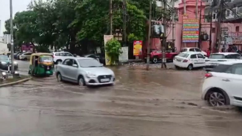 India News | Heavy Rain Causes Waterlogging, Potholes Disrupt Traffic in Parts of Gurugram