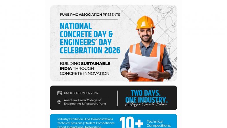 Business News | National Concrete Day & Engineers’ Day Celebration 2026 to Bring Together 3,000+ Engineering Students and Industry Professionals in Pune