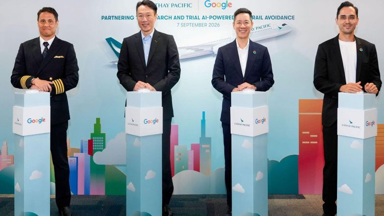 Business News | Cathay Pacific, Google to Expand AI Contrail Trials After Early Flights Show 40% Lower Warming Impact