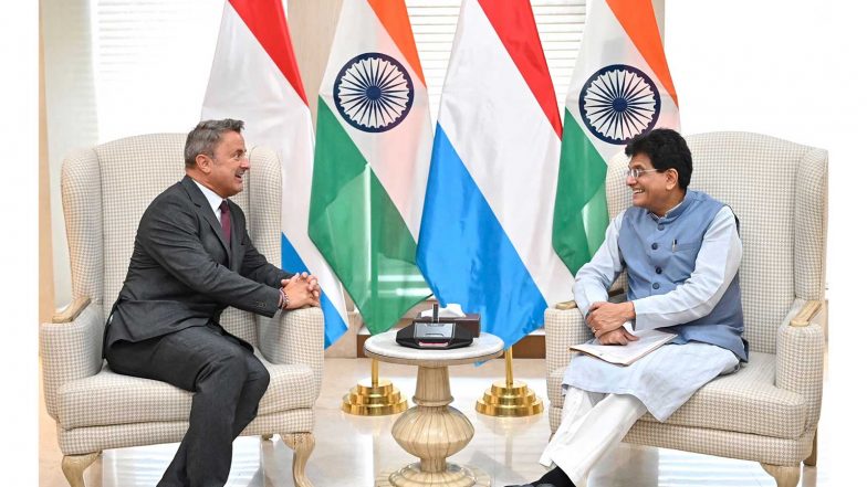 World News | Piyush Goyal Meets Luxembourg’s Trade Minister Xavier Bettel; Discusses Bilateral Economic Ties