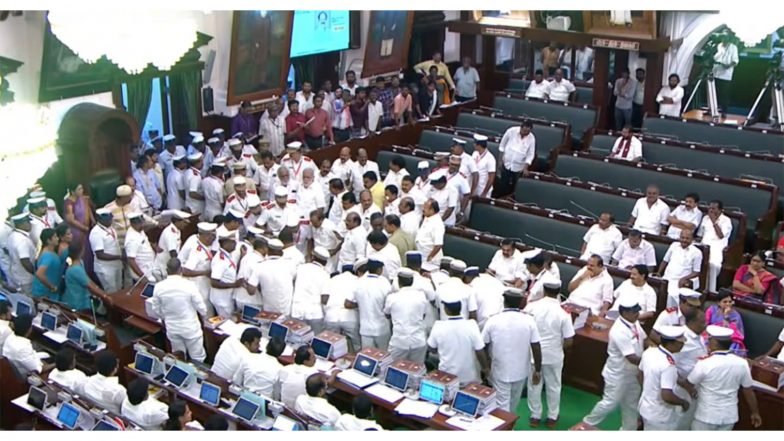 India News | DMK Stages Sit-in Protest Outside Tamil Nadu Speaker’s Chamber over CM Vijay’s MISA Remarks