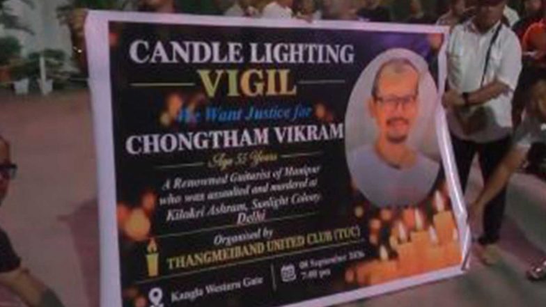 India News | Manipur: Hundreds Hold Candlelight Vigil in Imphal to Pay Tribute to Musician Chongtham Vikram Singh