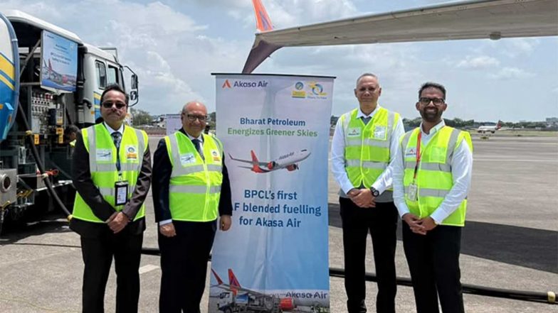 Business News | Akasa Air and BPCL Operate Commercial Flight Using 1% Sustainable Aviation Fuel