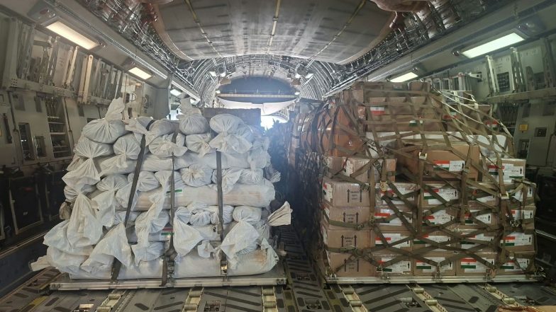 World News | India Steps Up Relief Efforts in Flood-hit Nepal; Sends 8th Flight with 35 Tonnes of Aid