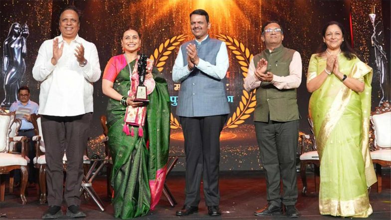 Entertainment News | Rani Mukerji Honoured with Raj Kapoor Special Contribution Award at Maharashtra State Film Awards, Says “Mumbai Has Given Me My Identity”