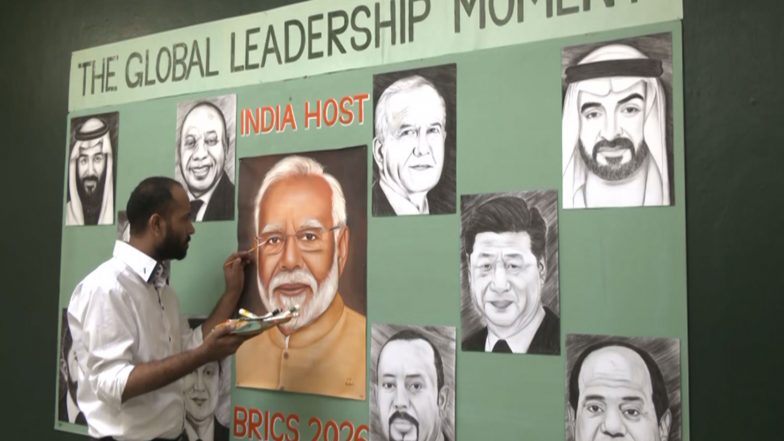 India News | Amritsar Artist Creates Massive Painting of PM Modi, Global Leaders Ahead of BRICS Summit 2026