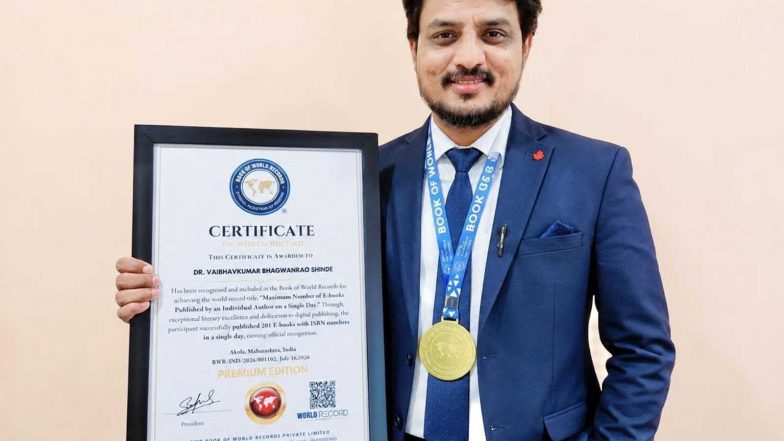 Business News | Maharashtra Academician Dr Vaibhavkumar Shinde Sets World Record for Publishing 201 E-Books with ISBNs in a Single Day!