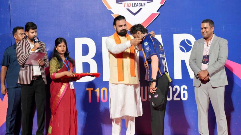 Sports News | CM Samrat Choudhary Attends Bihar T10 League Final, Presents Trophy to Bhagalpur Titans