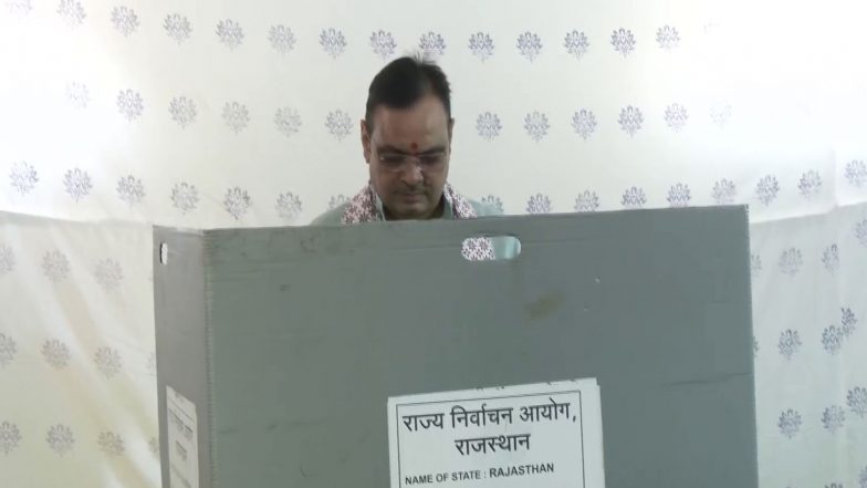 India News | “Every Vote Carries Immense Importance”: Rajasthan CM Bhajan Lal Sharma Casts Vote, Urges People to Exercise Franchise
