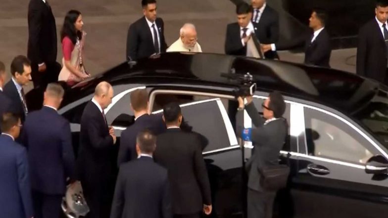 World News | PM Modi, Putin Share Car Ride to INNOPROM Exhibition After Talks; Russian President to Address BRICS Business Forum Later