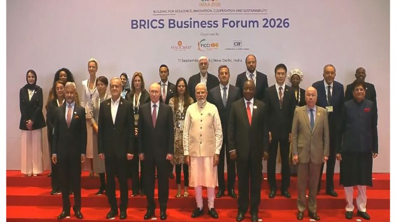 World News | PM Modi Joins BRICS Leaders, Business Leaders for BRICS Business Forum 2026 Family Photo