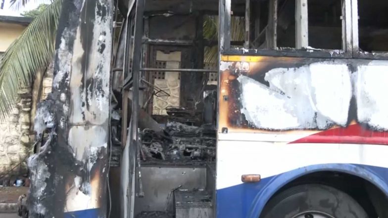 India News | Andhra Pradesh: Major Tragedy Averted as Bus Catches Fire After Passengers Alight in Visakhapatnam