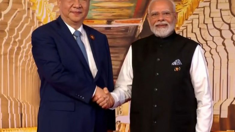World News | BRICS Summit 2026: PM Modi Welcomes Chinese President Xi Jinping at Bharat Mandapam