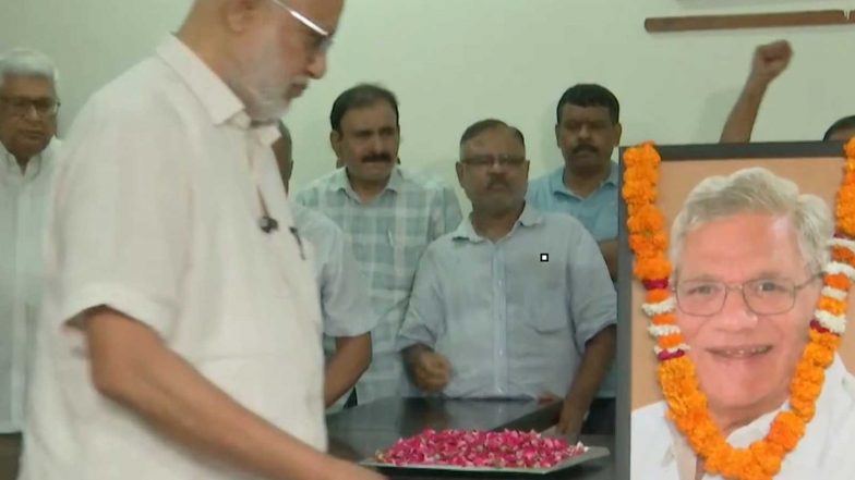 India News | Delhi: CPI(M) Leaders Pay Floral Tribute to Sitaram Yechury on Death Anniversary