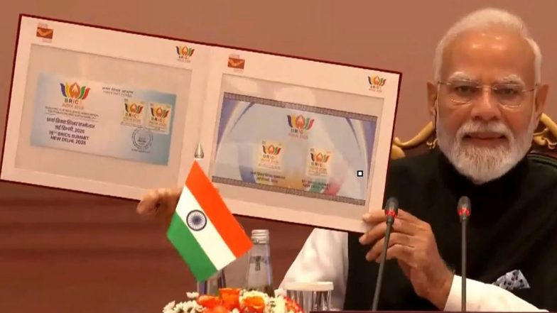 World News | PM Modi Launches Two Postage Stamps Commemorating 20 Years of BRICS
