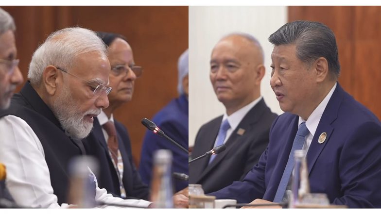World News | PM Modi Holds Bilateral Meet with Chinese President Xi Jinping on Sidelines of BRICS Summit 