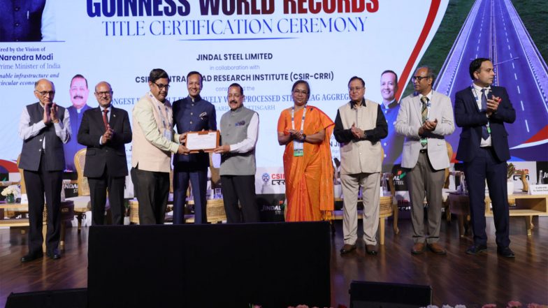 Business News | Jindal Steel Builds World’s Longest Steel Slag Road, Sets Guinness World Record