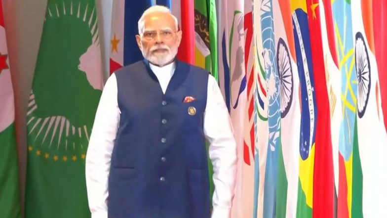 World News | PM Modi Arrives at Bharat Mandapam for Second Day of BRICS Summit