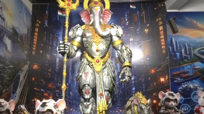 India News | Hyderabad: Viksit Bharat 2047-themed Ganesh Idol Installed in Uppuguda to Mark 50th-year Celebrations