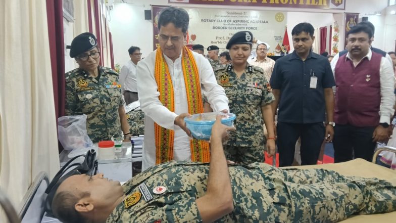 India News | Tripura CM Manik Saha Attends Blood Donation Camp at BSF Frontier HQ