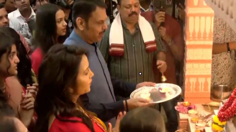 India News | Maharashtra: CM Fadnavis Welcomes Bappa at His Residence, Extends Greetings on Ganesh Chaturthi 