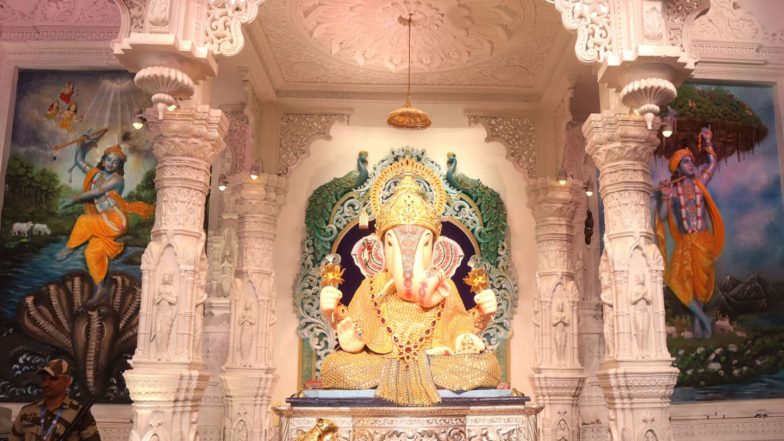 India News | Pune: Dagdusheth Ganpati Arrives in Grand Procession on Peacock Chariot