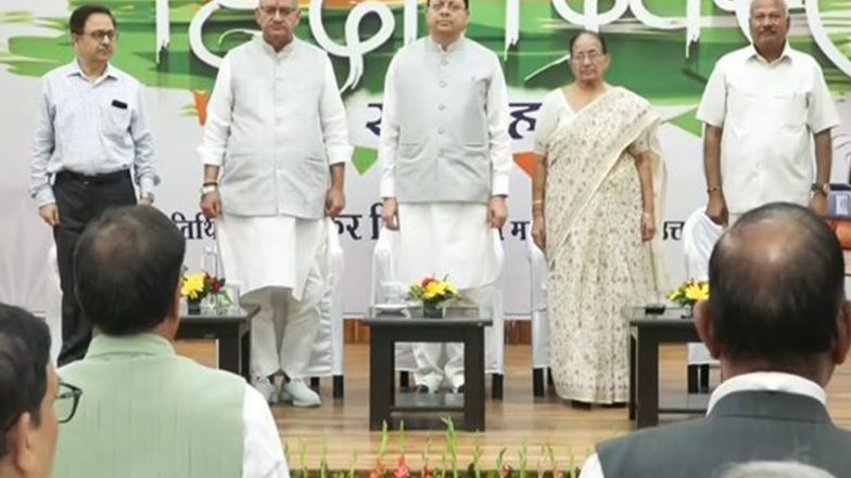 India News | Uttarakhand CM Attends Hindi Diwas Ceremony in Dehradun, Honours Contributors