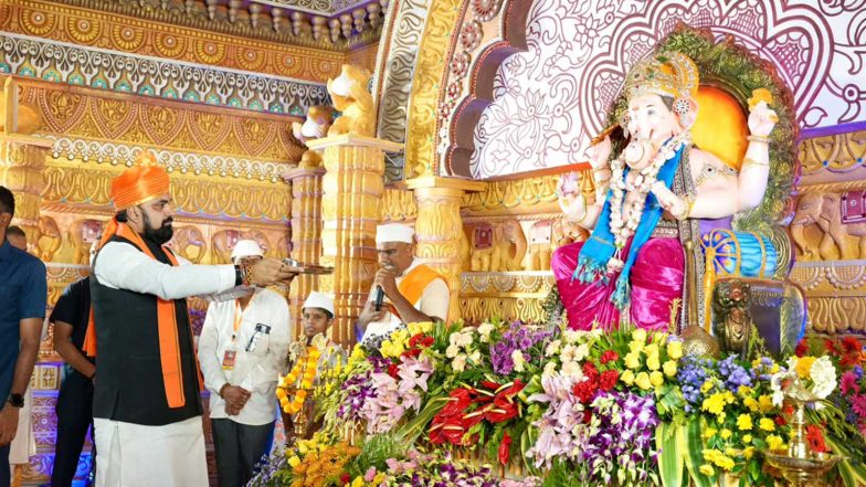India News | Bihar CM Samrat Choudhary Attends Shri Ganesh Utsav Puja Organised by Maharashtra Mandal