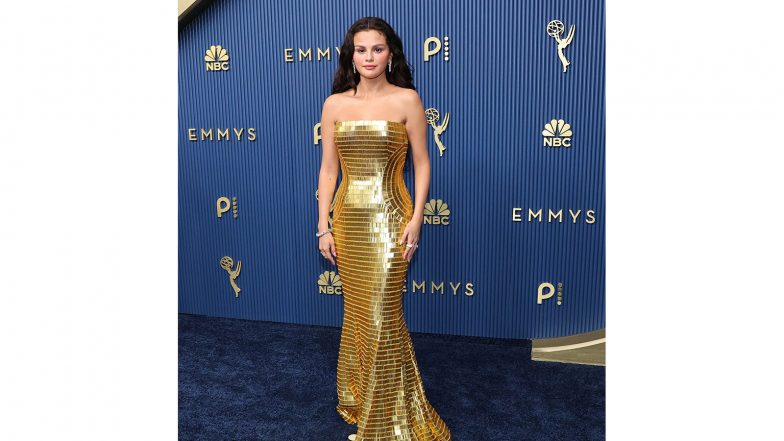 Entertainment News |  Selena Gomez's Gold Dress Shines Brightly on Red Carpet as Emmy Awards Are Underway