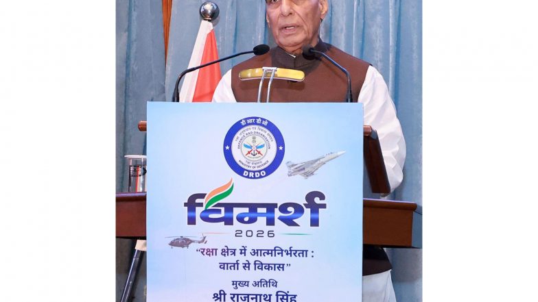 India News | VIMARSH 2026: Rajnath Singh Unveils DRDO Initiatives to Boost MSME, Start-up Participation in Defence Sector