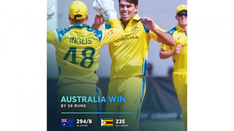 Sports News | Matt Renshaw's Maiden ODI Ton, Nathan Ellis' Five-wicket Haul Guide Australia to 59-run Win over Zimbabwe